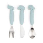 Easy-grip cutlery set – Deer friends – Blue